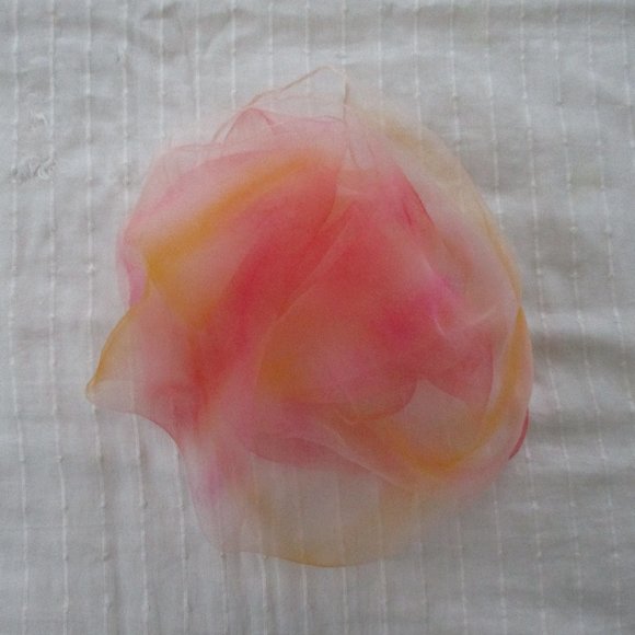 1950s pink,yellow & orange stripe chiffon scarf - Picture 7 of 7